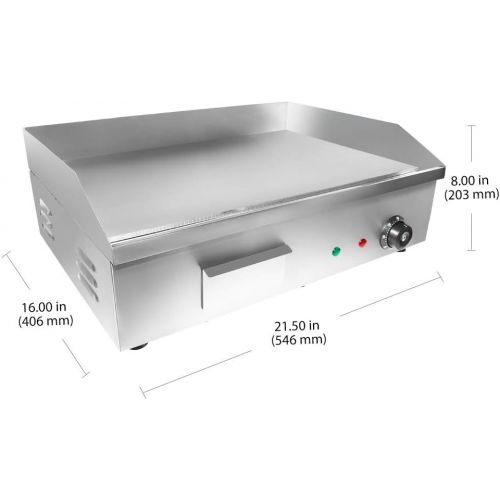  [아마존베스트]ALDKitchen Electric Countertop Griddle Stainless Steel Adjustable Temp Control Commercial Restaurant Grill (Flat 14x 15)