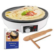12 Electric Crepe Maker by StarBlue with FREE Recipes e-book and Wooden Spatula - Nonstick and Portable Pan, Compact, Easy Clean with On/off button AC 120V 50/60Hz 1000W: Kitchen &