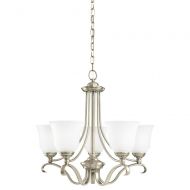 Sea Gull Lighting 31380-965 Parkview Five-Light Chandelier with Satin Etched Glass Shades, Antique Brushed Nickel Finish