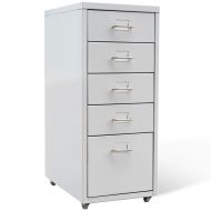 Heaven Tvcz 5 Drawer Metal Filing Cabinet Gray Office Storage Organizer 11 x 16.1 x 27
