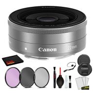 Canon EF-M 22mm f/2 STM Lens (Silver) (9808B002) Lens with Bundle Package Kit Includes 3pc Filter Kit (UV, CPL, FLD) + Deluxe Cleaning Kit + More