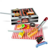 Melissa & Doug Grill & Serve BBQ Set: Wooden Play Food Set & 1 Scratch Art Mini-Pad Bundle (09280)