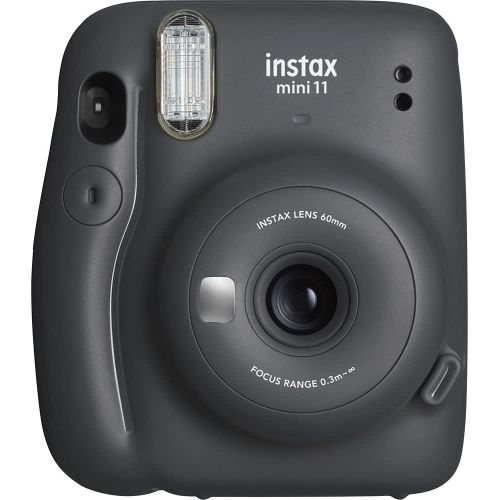 후지필름 Fujifilm Instax Mini 11 Instant Camera (Charcoal Gray) (16654786) Deluxe Bundle -Includes- (20) Instax Mini Instant Films + Carrying Case + Batteries + Neck Strap