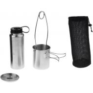 Generic Outdoor Pot Camping Hiking 1000ml Stainless Steel Bottle Bowl Coffee Cup