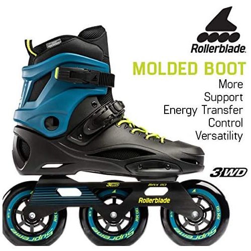 롤러블레이드 Rollerblade RB 110 3WD Unisex Adult Fitness Inline Skate, Black and Blue, High Performance Inline Skates