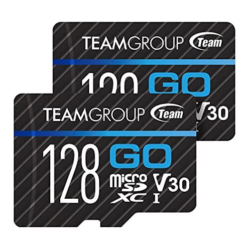  TEAMGROUP GO Card 128GB x 2 PACK Micro SDXC UHS-I U3 V30 4K for GoPro & Drone & Action Cameras High Speed Flash Memory Card with Adapter for Outdoor Sports, 4K Shooting, Nintendo-S