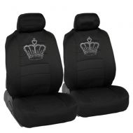 CarsCover King Crown Crystal Diamond Bling Rhinestone Black Car SUV Truck Low Back Seat Covers
