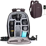 Cwatcun Camera Backpack Professional DSLR Bag with USB Charging Port Rain Cover, Photography Laptop Backpack for Women Men Waterproof, Camera Case Compatible for Sony Canon Nikon L