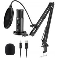 USB Microphone with Zero Latency Monitoring MAONO AU-PM422 192KHZ/24BIT Professional Cardioid Condenser Mic with Touch Mute Button and Mic Gain Knob for Recording, Podcasting, Gami