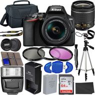 Nikon Intl Nikon D3500 DSLR Camera with 18-55mm VR Lens + 64GB Card, Tripod, Flash, 3 Piece Filter Kit, Case, and More