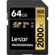 Lexar Professional 2000x 64GB SDXC UHS-II Card, Up To 300MB/s Read, for DSLR, Cinema-Quality Video Cameras (LSD2000064G-BNNNU)