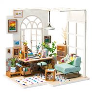 ROBOTIME Miniature Dollhouse Kit Decorations with Lights and Furnitures DIY House Craft Kits (SOHO TIME)