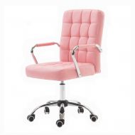 LAXF-chair Simple Comfortable High-Back Ergonomic Executive Office Chair,Adjustable Swivel PU Desk Chair with Chrome Base,Computer Chair with Chrome Armrests (Color : Pink)