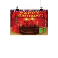 Anzhutwelve 35th Birthday Simulation Oil Painting Celebration Card Design Thirthy Five Years Old Fun Art Style Cake Candles Decorative Painted Sofa Background Wall Multicolor 35x31