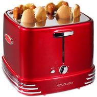 [아마존베스트]Nostalgia RHDT800RETRORED Pop-Up 4 Hot Dog and Bun Toaster With Mini Tongs, Works With Chicken, Turkey, Veggie Sausages and Brats, Retro Red