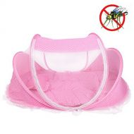 Yosoo Foldable Baby Infant Pop-up Crib Cradle Anti-Bug Tent Mosquito Net with Mattress Pillow Portable Nursery Bed Crib Canopy Travel Beach Park Play Shades, Pink