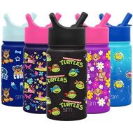 Simple Modern Kids Water Bottle with Straw Lid Insulated Stainless Steel Reusable Tumbler for Toddlers, Girls, Boys Summit Collection 14oz, TMNT Turtles Unite