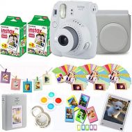 Fujifilm Instax Mini 9 Instant Camera Compatible Carrying Case + Fuji Instax Film 40 Shots + Magnetic Acrylic Frame + Album, Frames, Filter Set & Selfie Lens 90 PC Design Kit (Smok