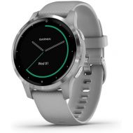 Garmin vivoactive 4S, Smaller-Sized GPS Smartwatch, Features Music, Body Energy Monitoring, Animated Workouts, Pulse Ox Sensors and More, Silver with Gray Band