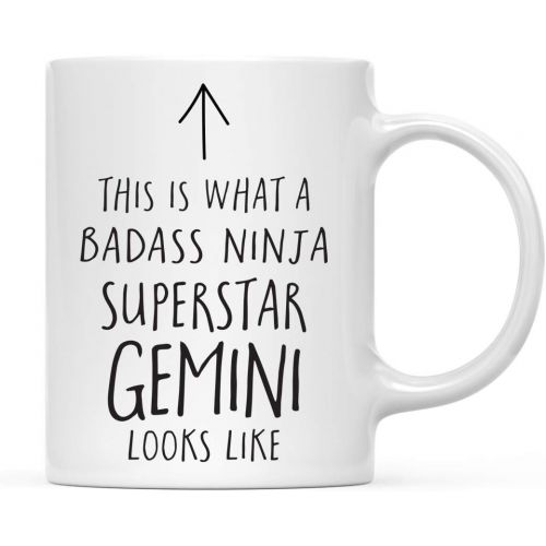  Andaz Press Funny 11oz. Ceramic Coffee Tea Mug Gift, This is What a Badass Ninja Superstar Gemini Looks Like, 1-Pack, Birthday Christmas Gift Ideas