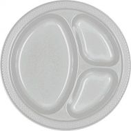 Amscan Silver Sparkle Divided Plastic Plates, 20 Ct. | Party Tableware