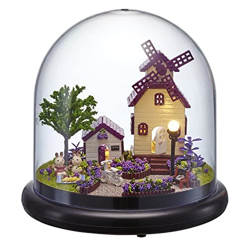  Flever Dollhouse Miniature DIY House Kit Creative Room with Furniture and Glass Cover for Romantic Artwork Gift( Perfect Provence )