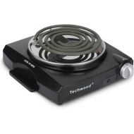Techwood 1100W Portable Electric Coil Hot Plate Single Burner for Cooking, Countertop Cooktop Stainless Steel Electric Stove, Easy Clean, Upgraded Version