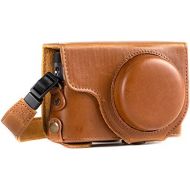 MegaGear MG1260 Ever Ready Leather Camera Case compatible with Panasonic Lumix DC-ZS80, DC-ZS70, DC-TZ95, DC-TZ90 - Light Brown