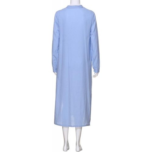  WWricotta Womens Kaftan Cotton Long Sleeve Plain Casaul Oversized Maxi Long Shirt Dress