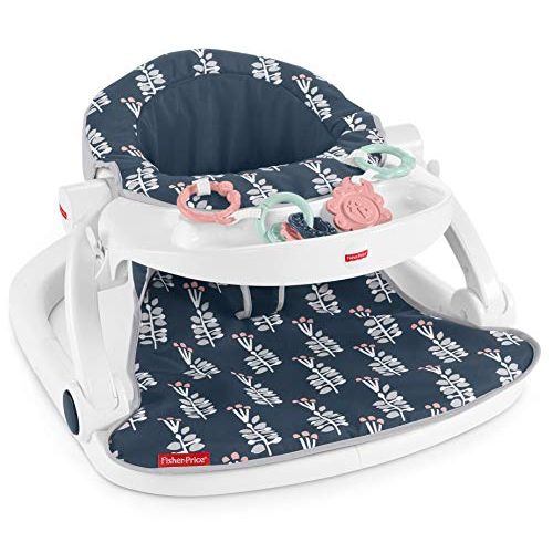  Fisher-Price Sit-Me-Up Floor Seat with Tray - Navy Garden, Infant Chair