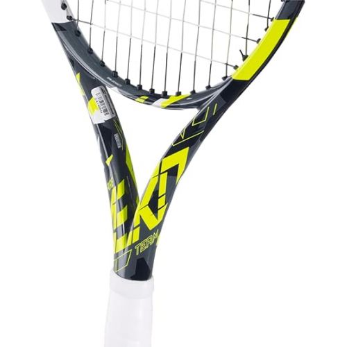 바볼랏 Babolat Pure Aero Team Tennis Racquet (7th Gen) - Strung with 16g White Babolat Syn Gut at Mid-Range Tension