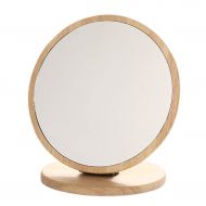 HUMAKEUP Bamboo Desktop Makeup Mirror High Definition Real Single Side Dressing Mirror for Bedroom Dressing Table Dressing Room (Design : Round)