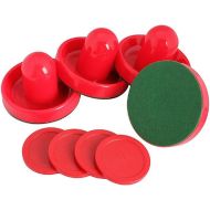 GOSONO Red Air Hockey Pusher Classic Game Air Hockey 4Pcs Table Pucks and 4Pcs Felt Pusher Mallet Grip for Entertainment Table Game