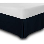 Luxury VGI Linen Hotel Series Luxurious Looking 1-PC Split Corner Tailored Bed Skirt (Solid) 550 Thread Count Ultra Soft Genuine Egyptian Cotton with 26 Inch Drop Length (Queen Size, Navy