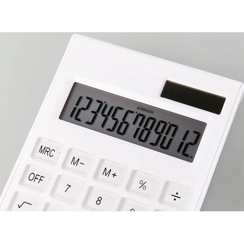  MIEDEON Pocket Solar calculators for Students Standard Function Desktop Calculator,White,12 Digit Dual Power Solar Calculator Simple Office calculators (Color : White)