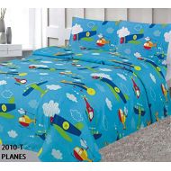 Elegant Home Decor Elegant Home Multicolors Blue Airplanes Helicopter Aviation Design Design 2 Piece Coverlet Bedspread for Kids Teens Boys Twin Size # Planes (Twin Size)