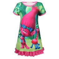 WNQY Trolls Comfy Loose Fit Pajamas Girls Printed Princess Dress nightgown Cartoon Pjs