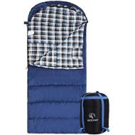 REDCAMP Cotton Flannel Sleeping Bag for Adults, 23/32F Comfortable, Envelope with Compression Sack Blue/Grey 2/3/4lbs (91x35)