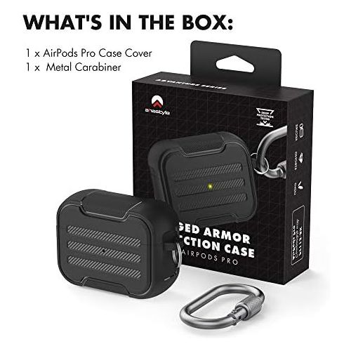  [아마존베스트]AHASTYLE Robust AirPods Pro Case Cover Hard Shell TPU Protective Case Shockproof Compatible with AirPods Pro (Black)