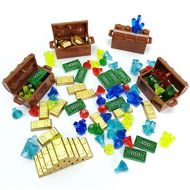 ZHX Treasure Accessories Set Building Blocks Bullion Money Gold Bar Jewelry Toy Parts Brick