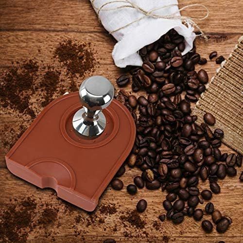  Walfront Kaffee Tamper, Schwarz Multifunktions Verdicken Anti-skid Verschleissfestigkeit Stampfenmatte Halter Silikon Pad Matte(Braun)