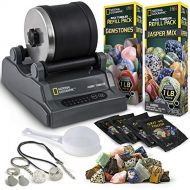 [아마존베스트]NATIONAL GEOGRAPHIC Hobby Rock Tumbler Kit - Rock Polisher for Kids & Adults, Noise-Reduced Barrel, Grit, 2.5 Pounds Raw Gemstone & Jasper Mix, Great STEM Hobby Kit