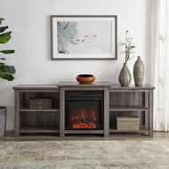 MilanHome Woodbury TV Stand for TVs up to 78 with Fireplace Included, 70 W x 26.25 H x 16 D, Overall: 70 W x 26.25 H x 16 D