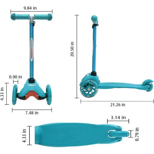  ChromeWheels Scooter for Kids, Deluxe 3 Wheel Scooter for Toddlers 4 Adjustable Height Glider with Kick Scooters, Lean to Steer with LED Flashing Light for Ages 3-6 Girls Boys