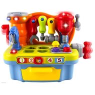 WolVol Musical Learning Workbench Toy with Tools, Engineering Sound Effects and Lights, and Shape Sorter