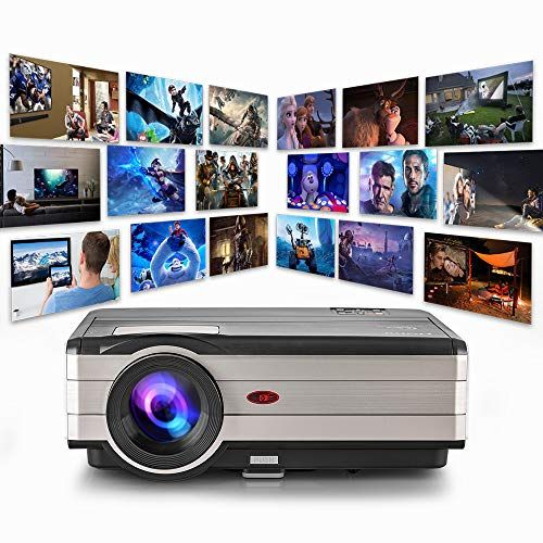  WIKISH Hd Projector for Outdoor Movie,4200 Lumen 200 Inch Display Lcd Projector Support 1080p Zoom Hdmi Usb for Home Theater Gaming Dvd Tv Pc Laptop