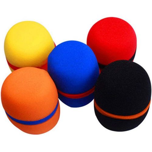  [아마존베스트]Dancepandas Microphone Cover Foam 5 Pieces Colourful Foam Mic Wind Protection Microphone Windscreen for Recording Podcasting (Yellow Black Blue Red Orange)
