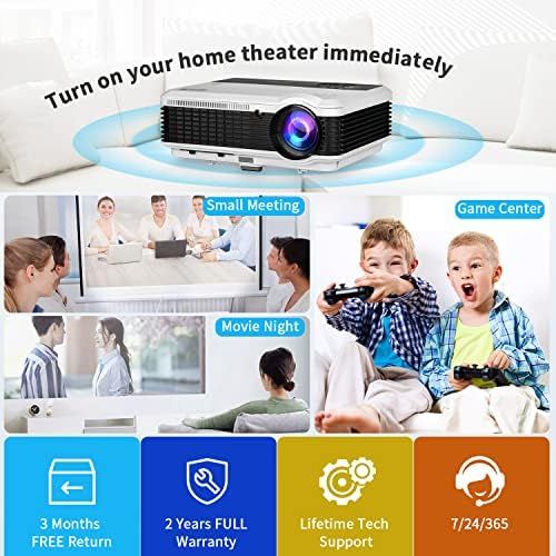  EUG HD Wireless Smart LCD LED Projector with Bluetooth 4600 Lumen, 1080P Supported Android 6.0 OS HDMI USB for Smartphone DVD Roku TV Stick Kodi YouTube Laptop PC Wii Xbox Playstat