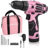 [아마존베스트]WORKPRO Pink Cordless Drill Driver Set, 12V Electric Screwdriver Driver Tool Kit for Women, 3/8 Keyless Chuck, Charger and Storage Bag Included - Pink Ribbon