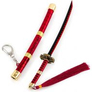 QHWJ Gift Props Sword Prop Keychain Toy Anime Ninja Knife Weapon Prop Katana Toys Model Keyring, for ONE Piece Roronoa Zoro, Katana Samurai Sword Prop Key Chain, 23 cm
